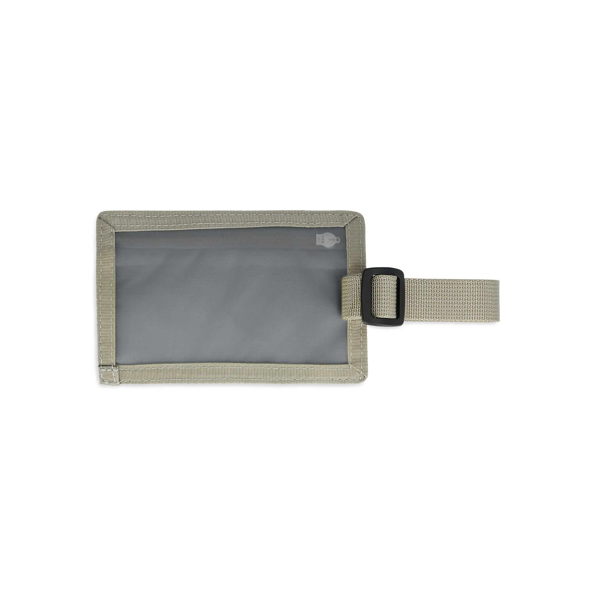 Back View of Topo Designs Luggage Tag in "Caribbean / Dark Khaki"