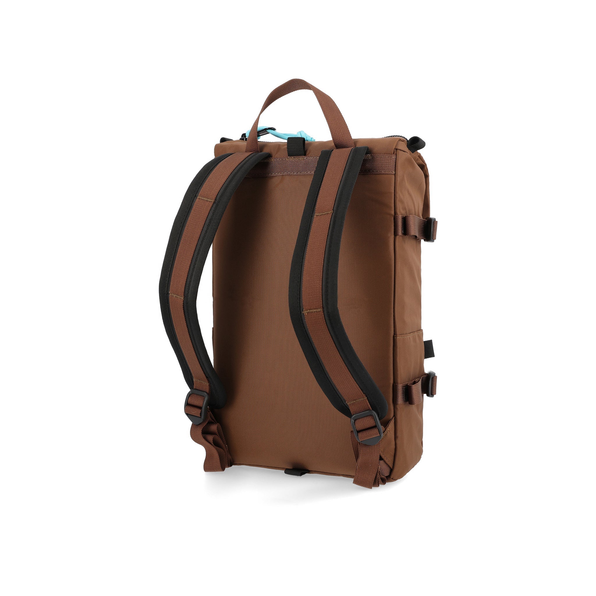 Back of Topo Designs Rover Pack Mini backpack in recycled "Cocoa" brown