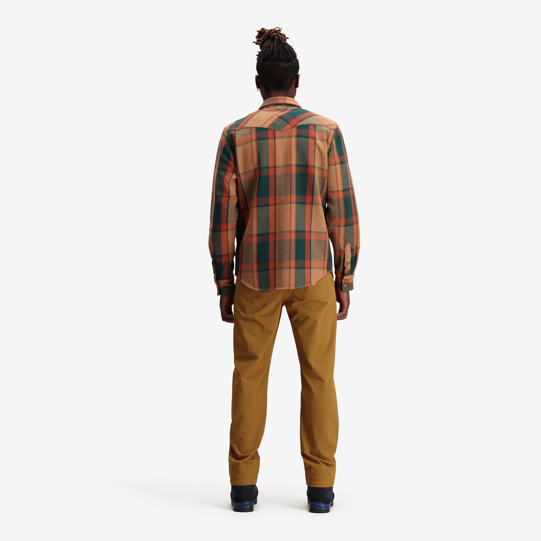 General shot of Mountain Shirt Heavyweight in "Khaki Multi Plaid"