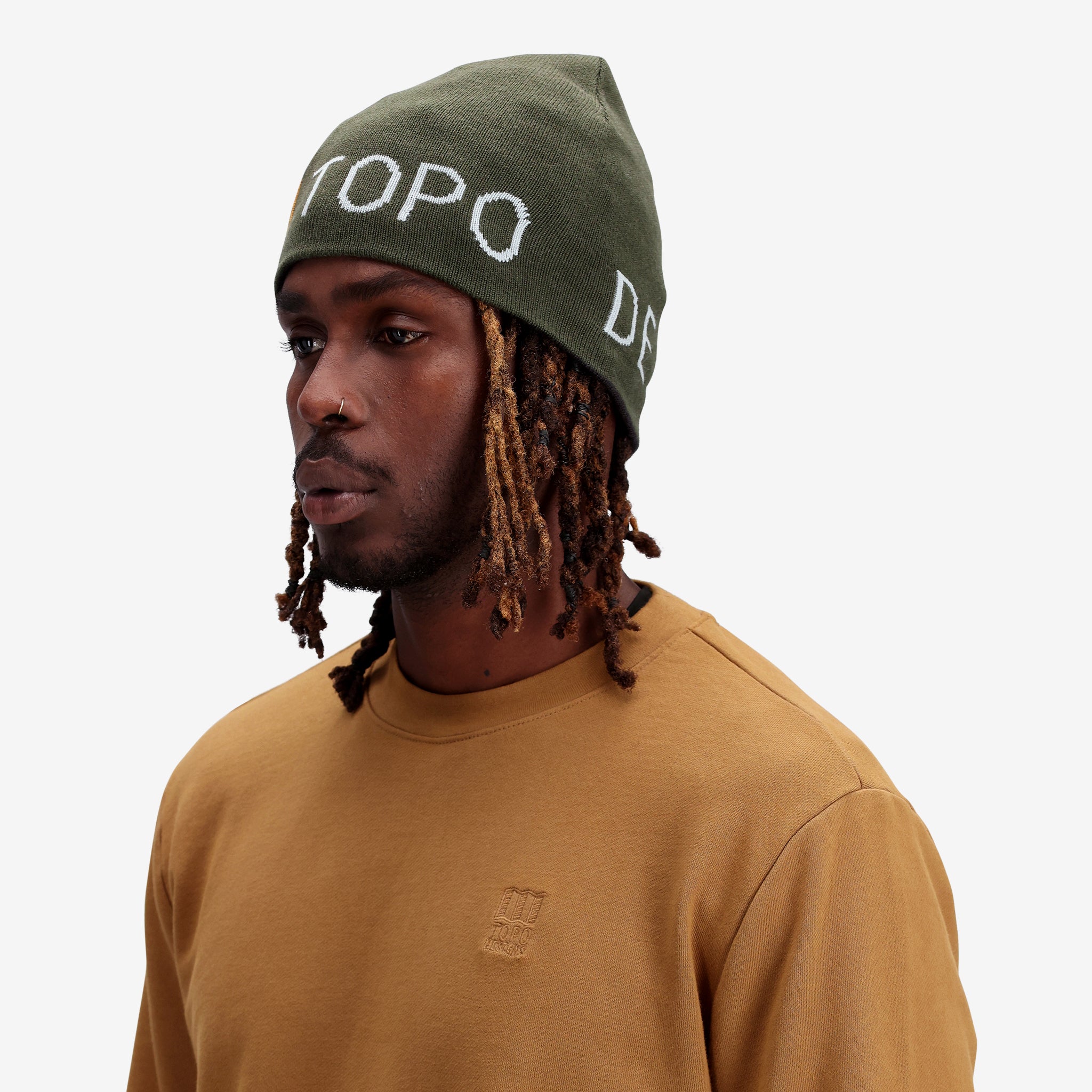 Topo Designs Slim Fitted Beanie "Charcoal / Olive"