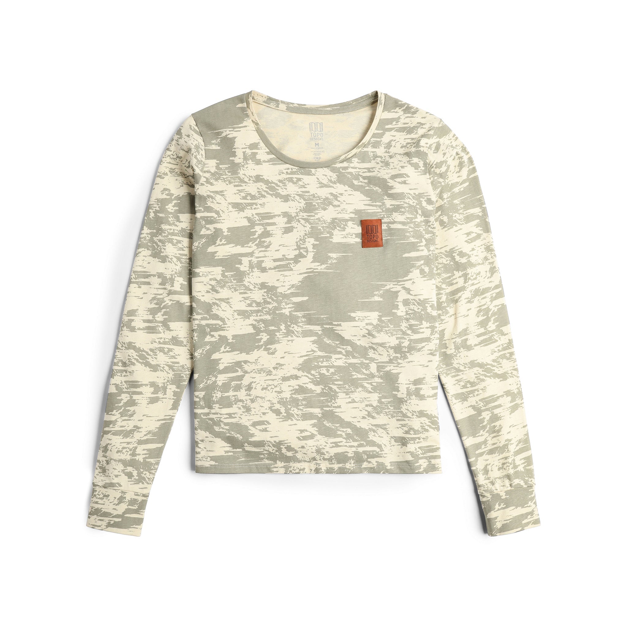 Topo Designs Women's Splintered L/S Tee in "Sand Multi"