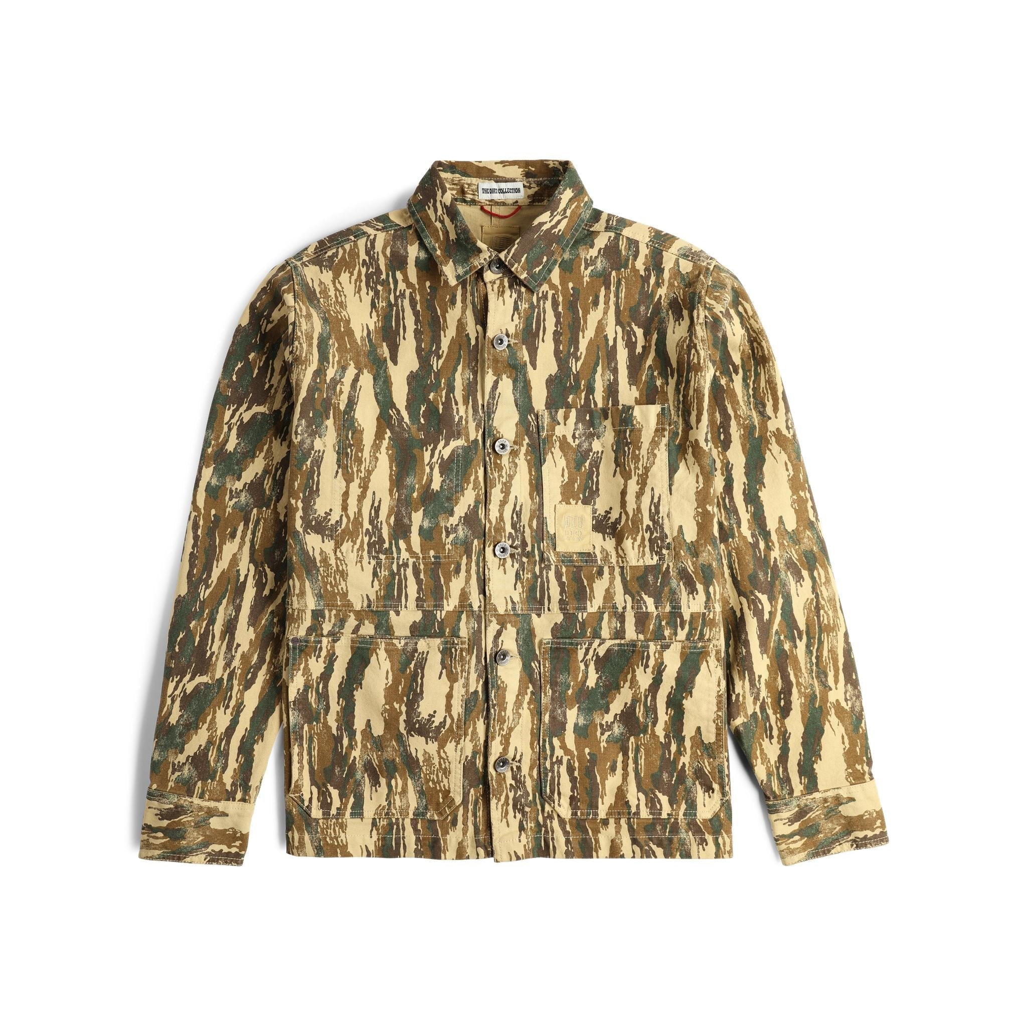 Front View of Topo Designs Dirt Utility Jacket - Men's  in "Dirt Camo Print"