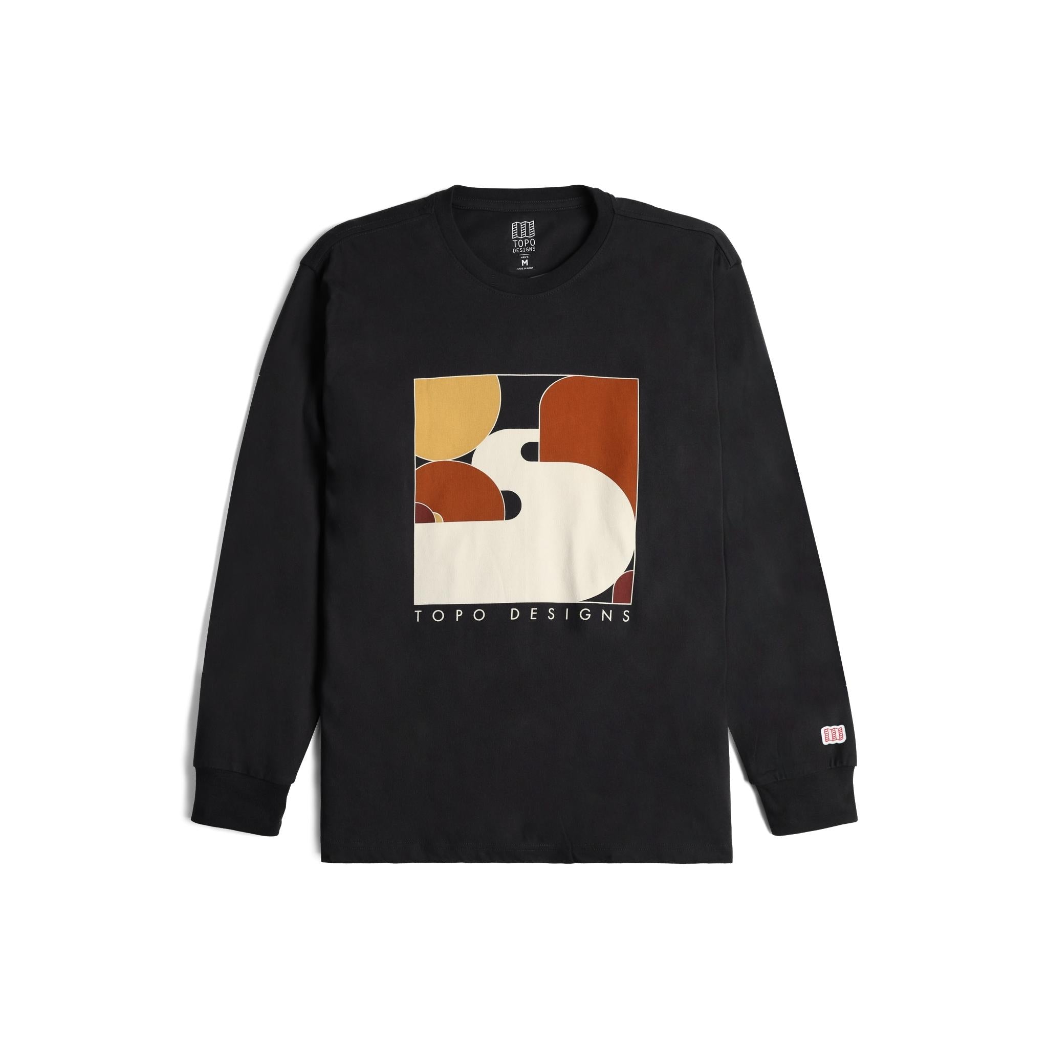 Front View of Topo Designs Toposcape Tee Long Sleeve - Men's in "Black"