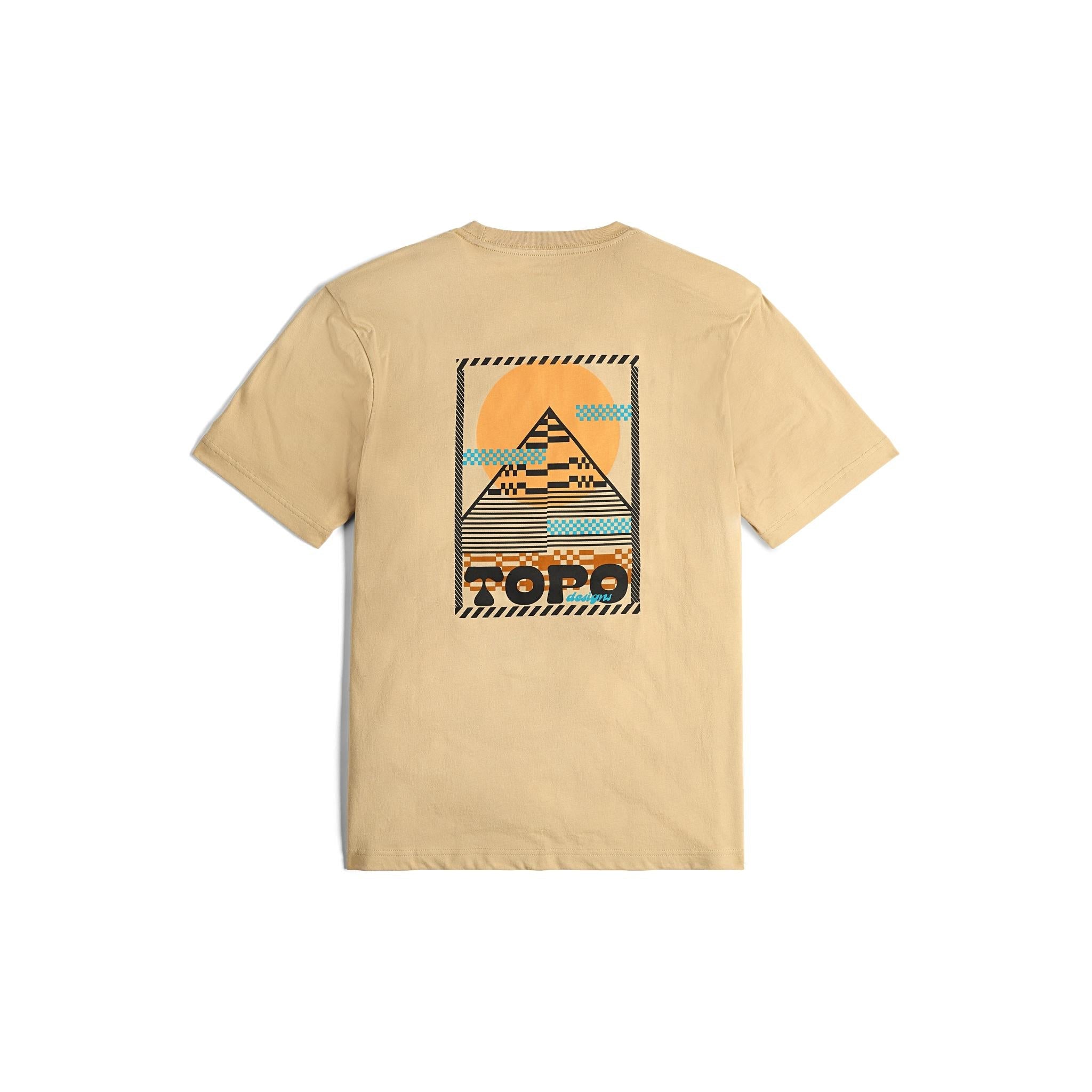 Back View of Topo Designs Virtual Peak Tee - Men's in "Sahara"