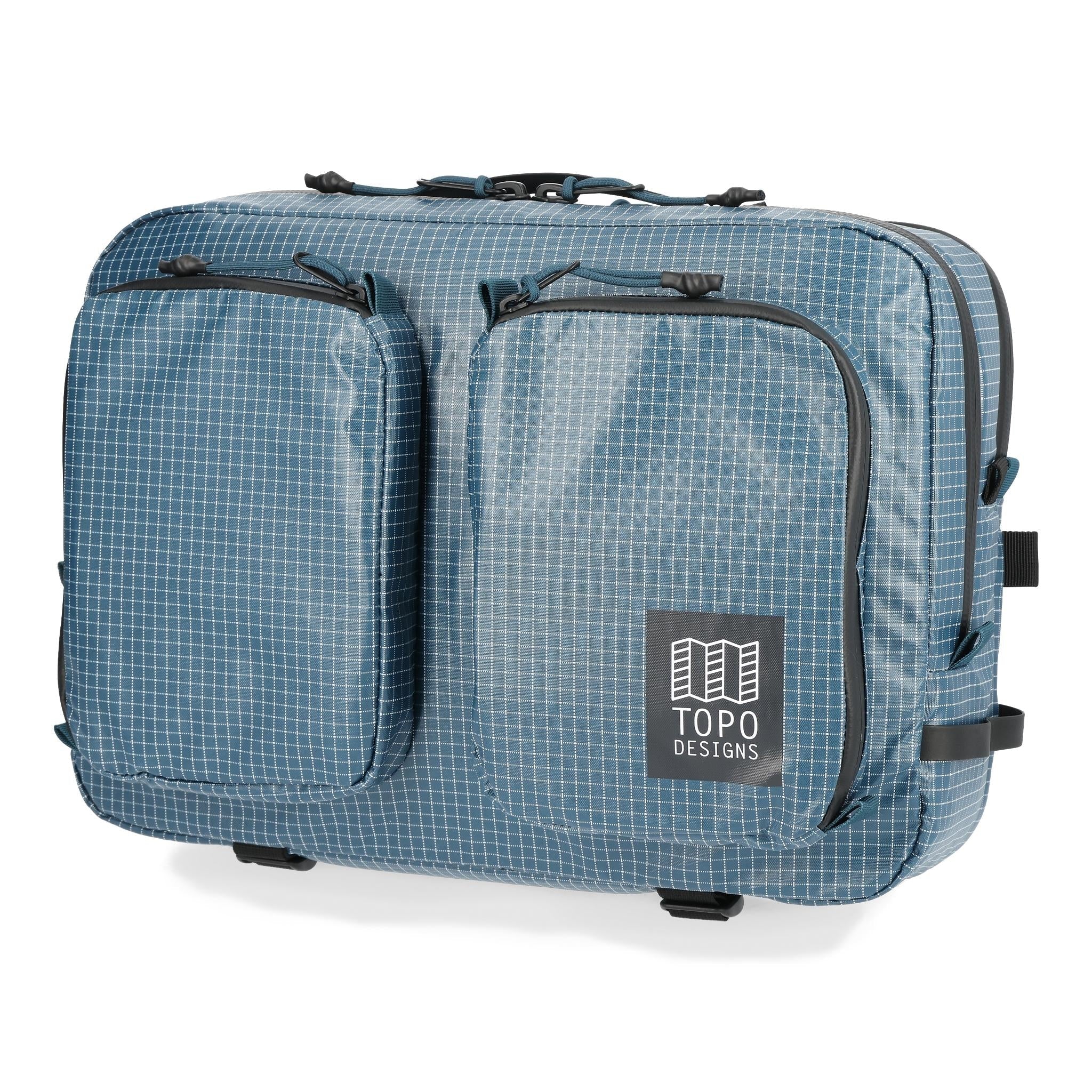 Front View of Topo Designs Apex Briefcase in "Pond Blue"