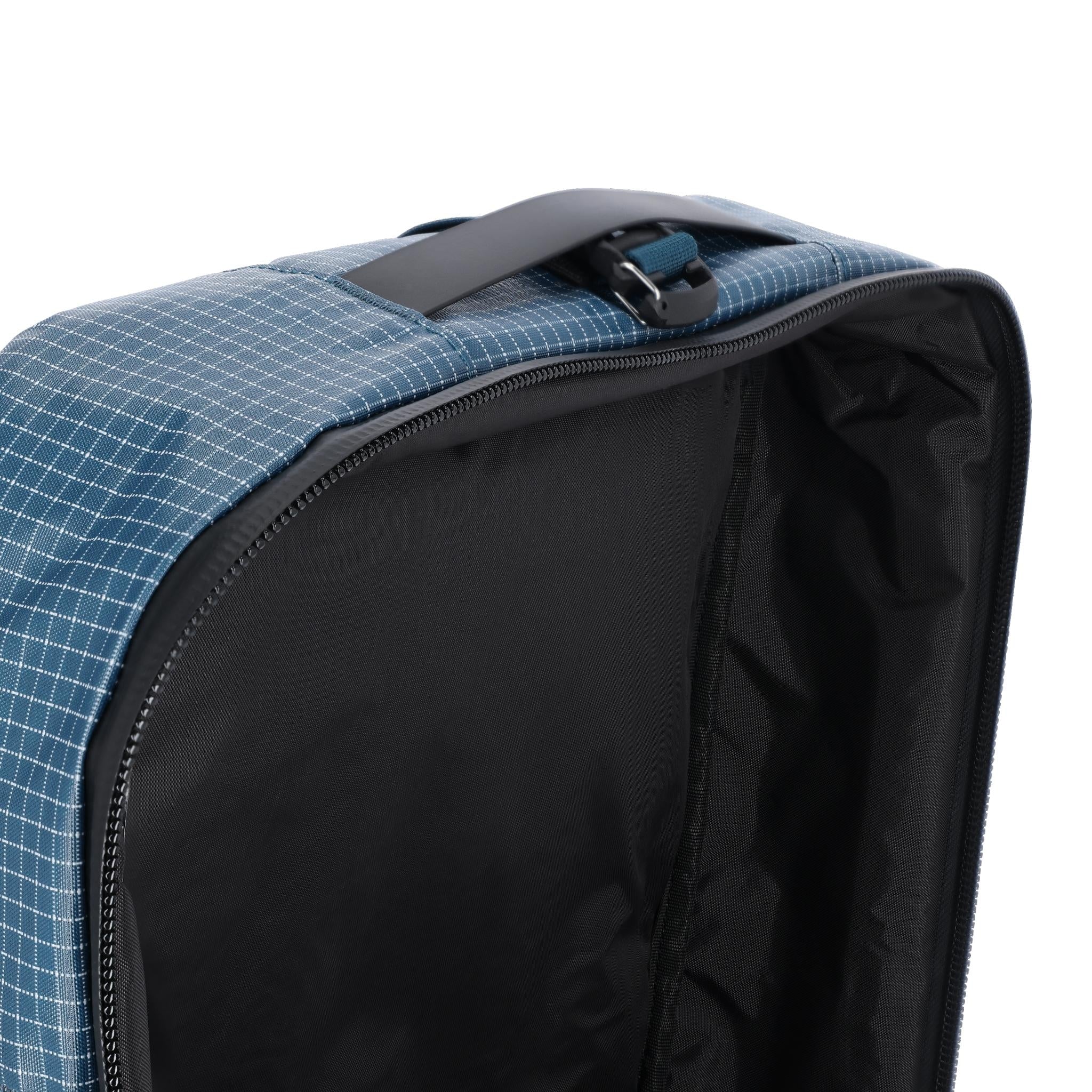 Detail shot of Topo Designs Apex Travel Bag 30L  in "Pond Blue"