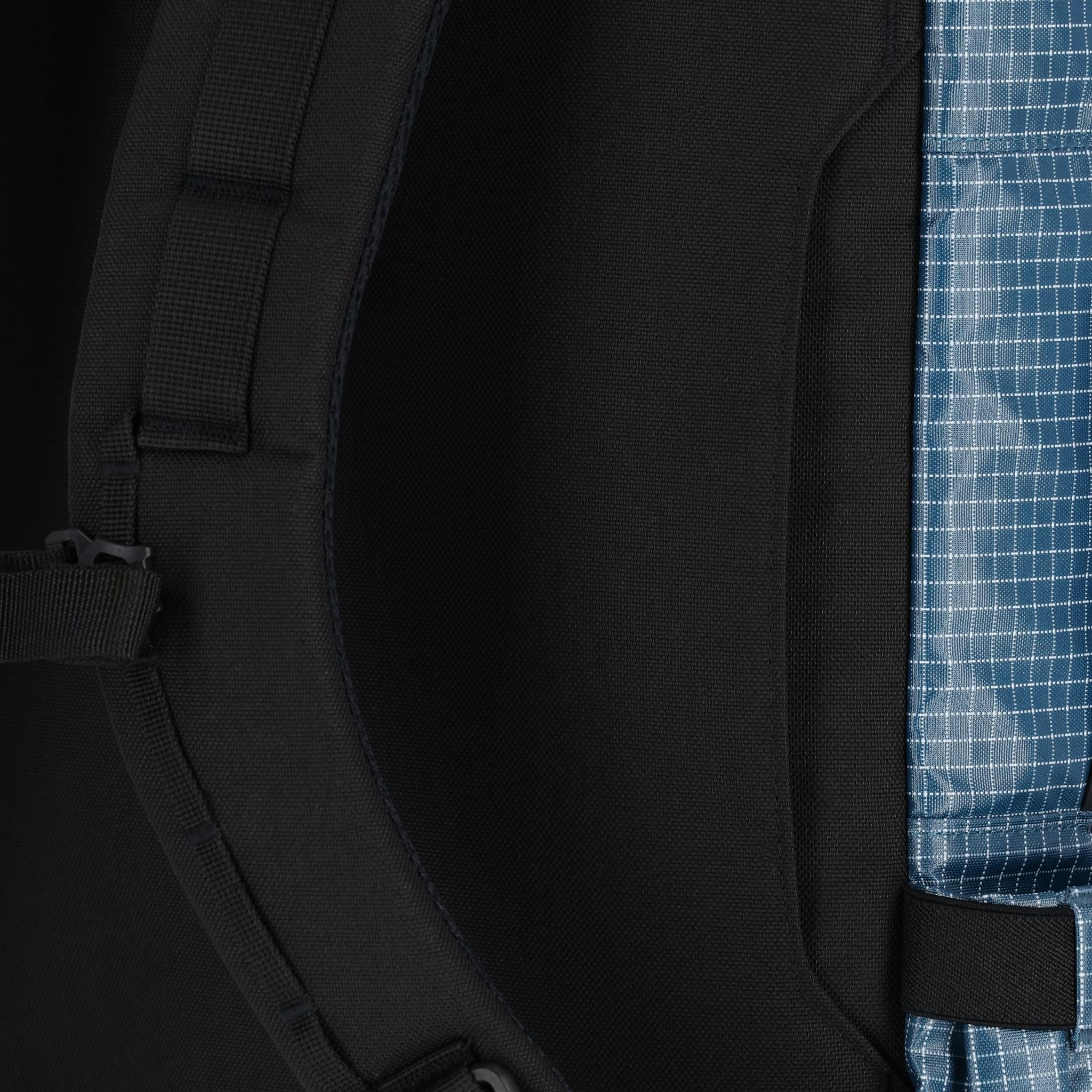 Detail shot of Topo Designs Apex Travel Bag 30L  in "Pond Blue"