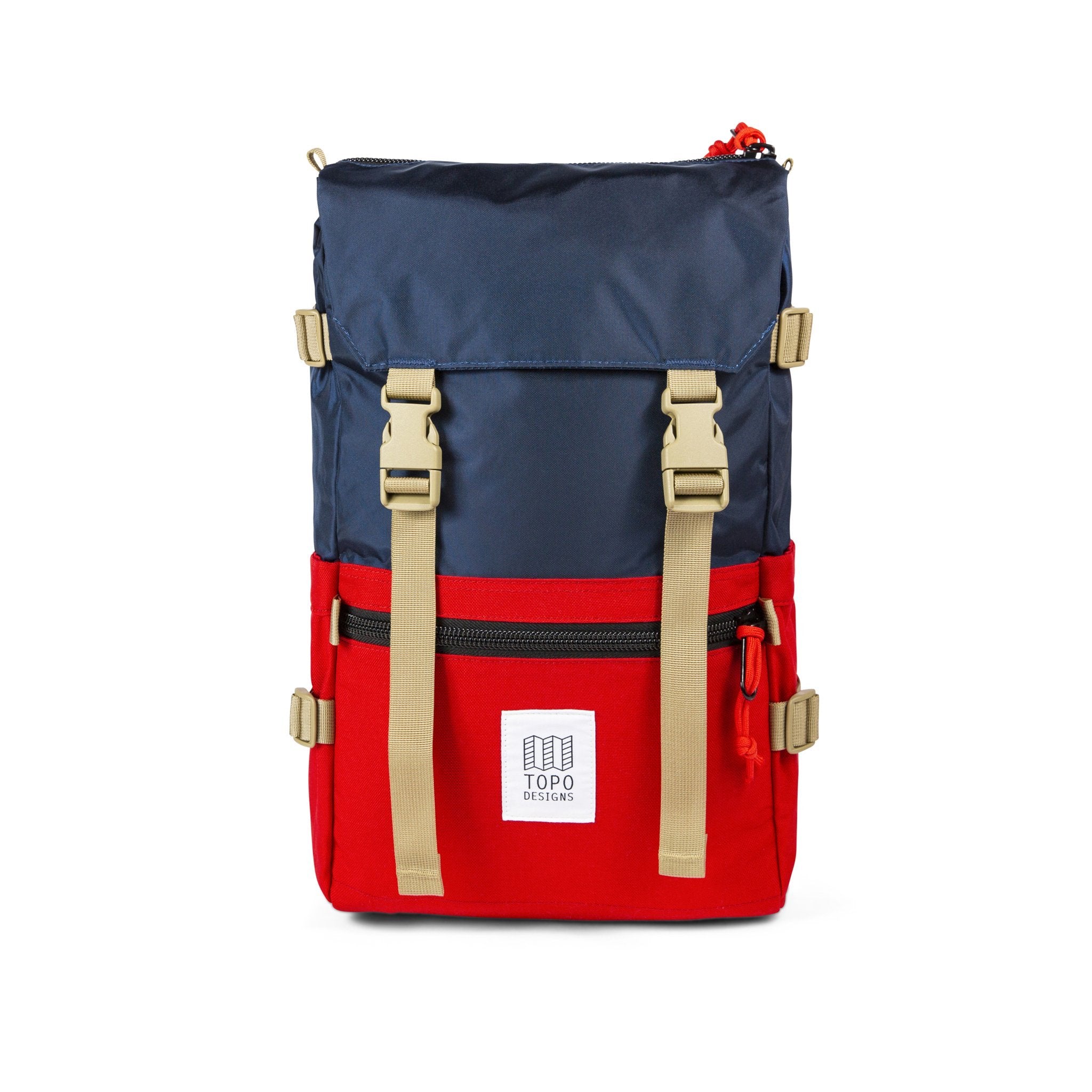 Front Product Shot of the Topo Designs Rover Pack Classic in "Navy / Red".