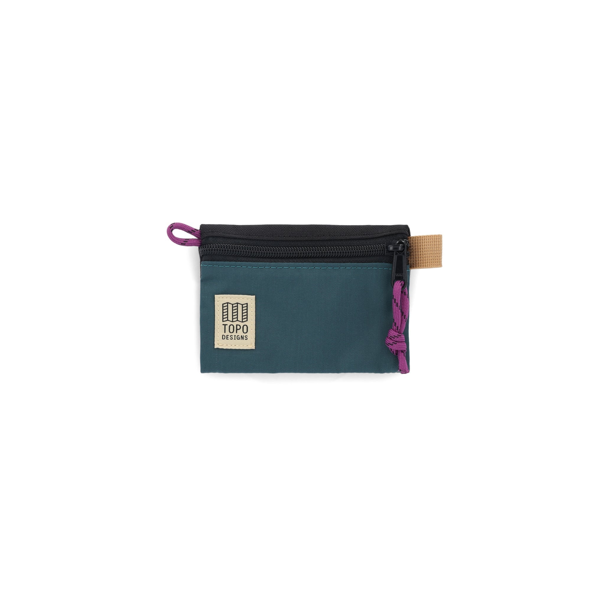 Topo Designs Accessory Bags in micro botanic green black recycled nylon.