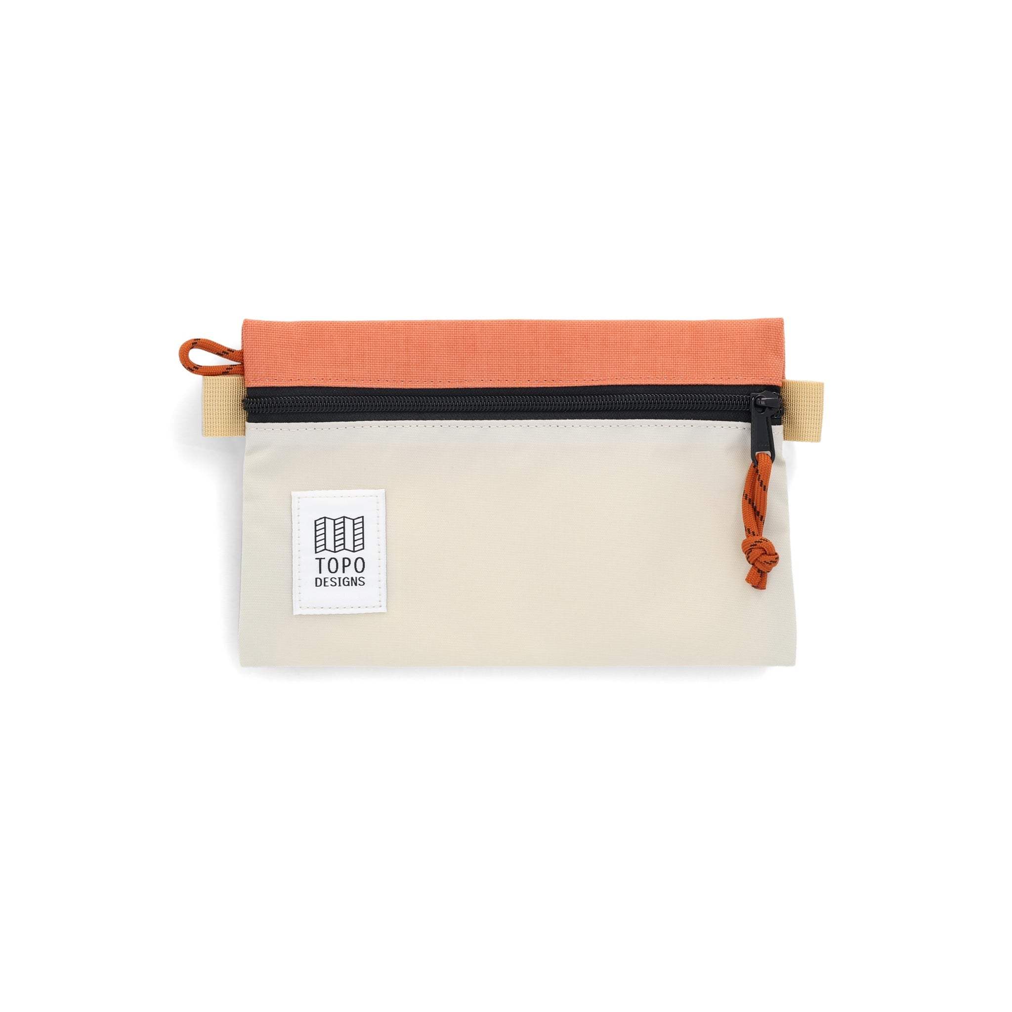 Topo Designs Accessory Bags in small bone white coral pink recycled nylon.