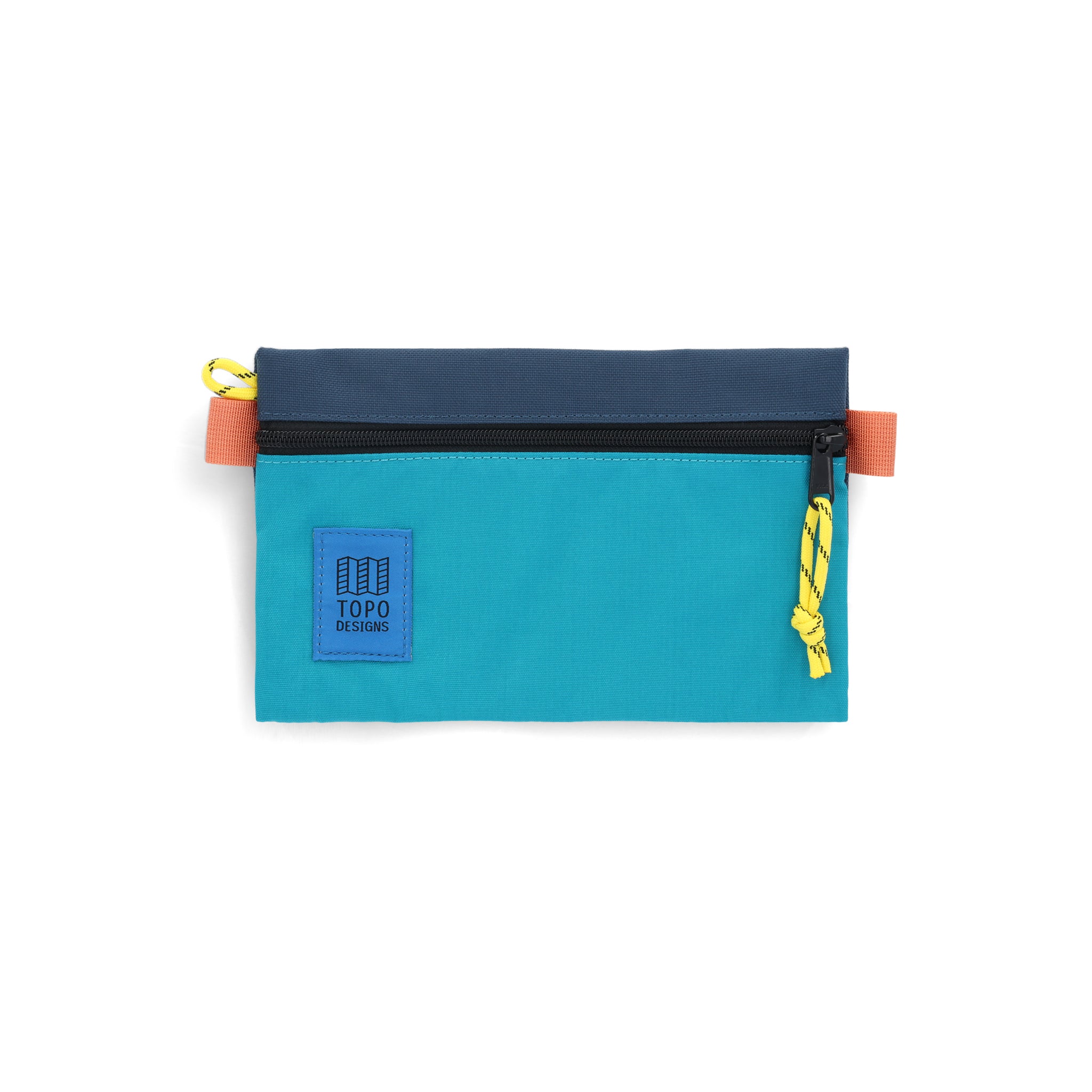 Topo Designs Accessory Bags in small tile blue pond blue recycled nylon.