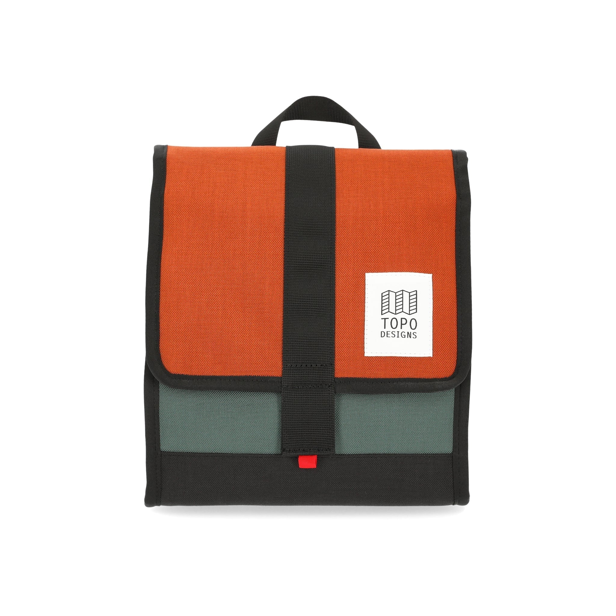 Topo Designs Cooler Bag insulated lunch box in "Forest / Clay" recycled nylon.