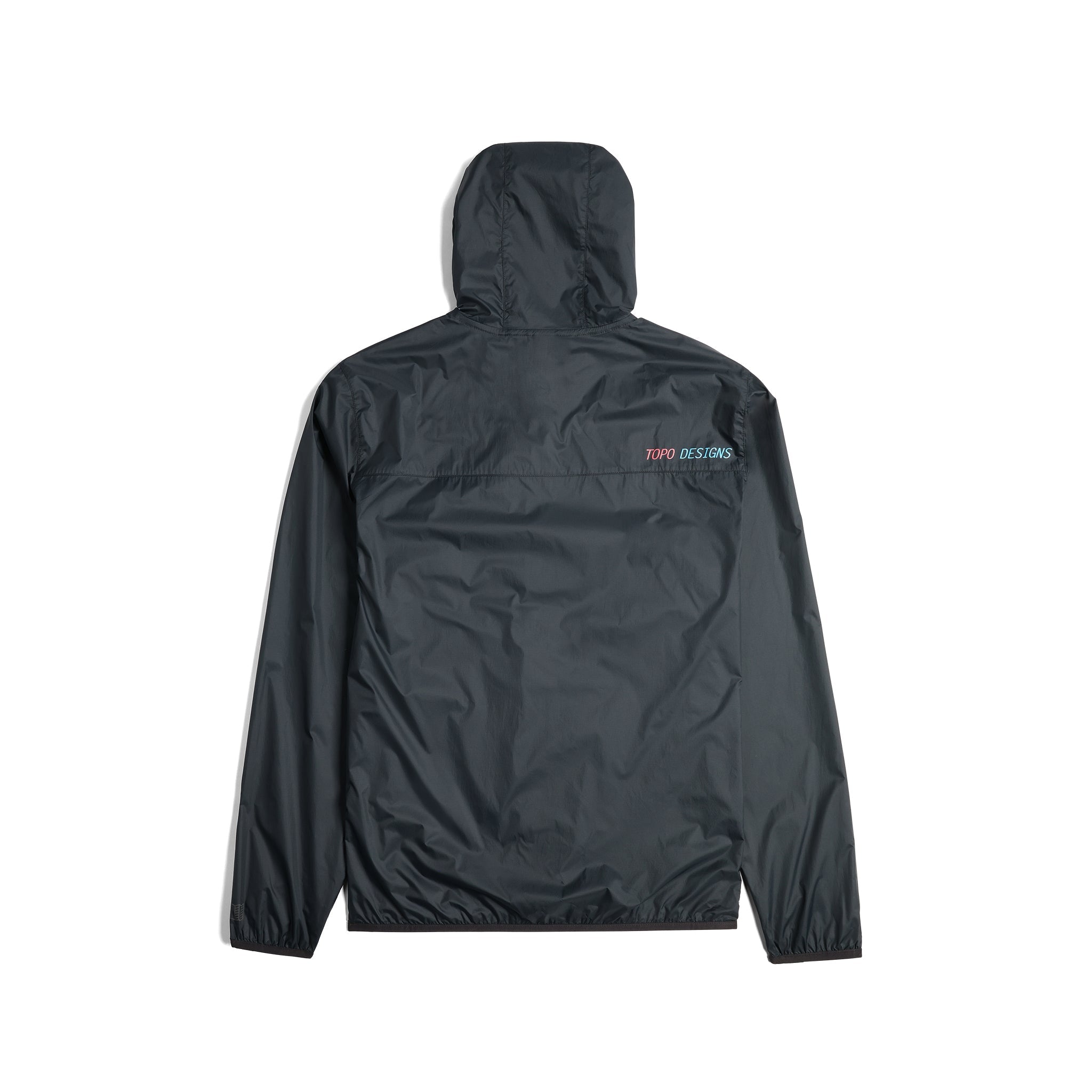 Back View of Topo Designs Global Ultralight Packable Jacket - Men's in "Black"