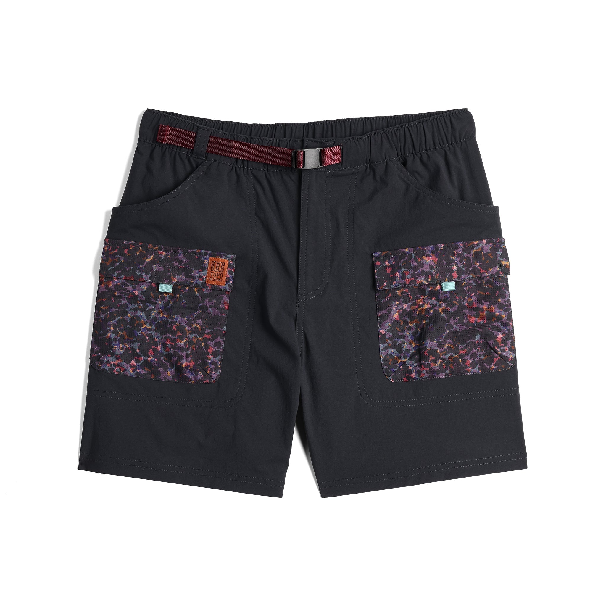 Front View of Topo Designs Retro River Shorts - Men's in "Black / Meteor"