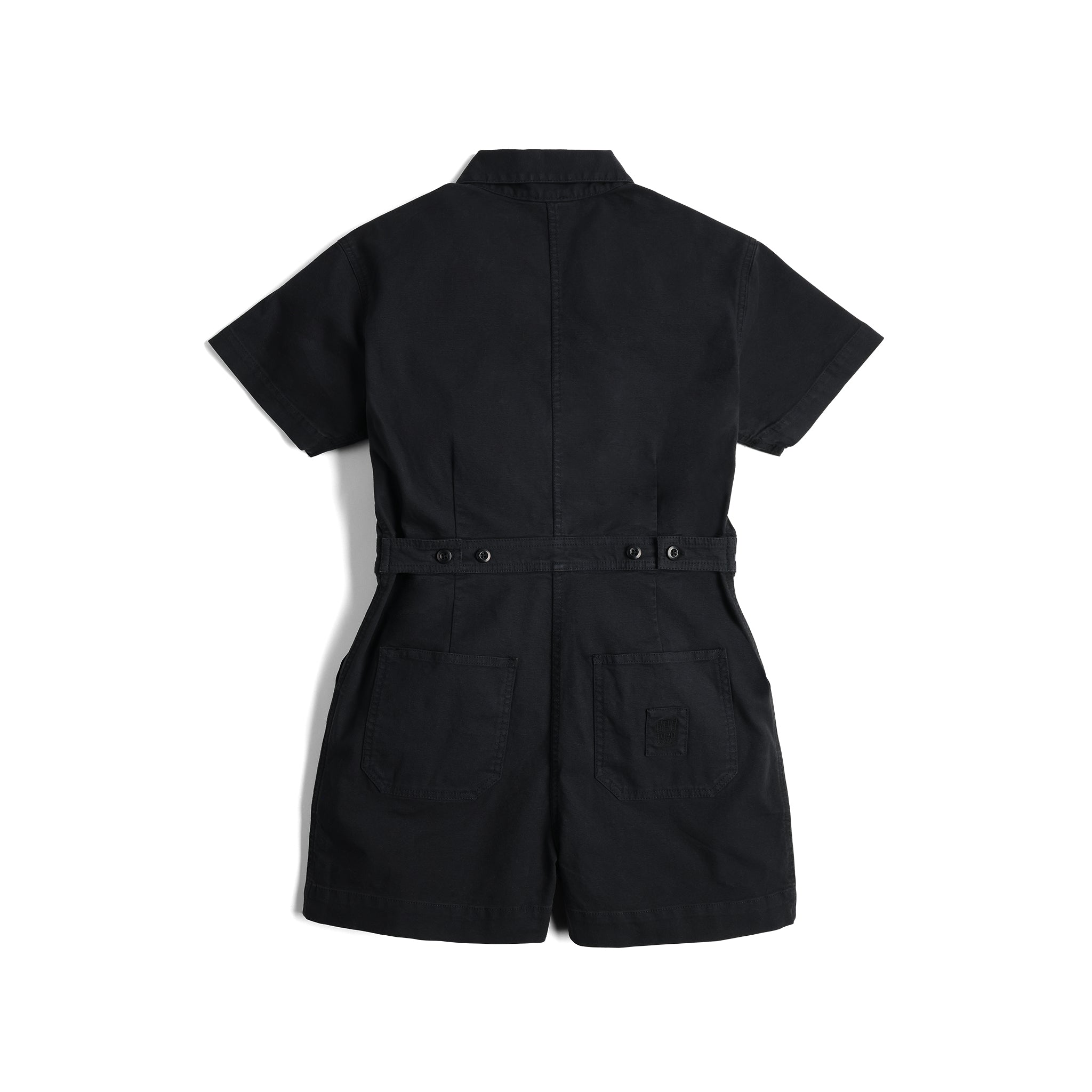 Back View of Topo Designs Dirt Romper - Women's in "Black"