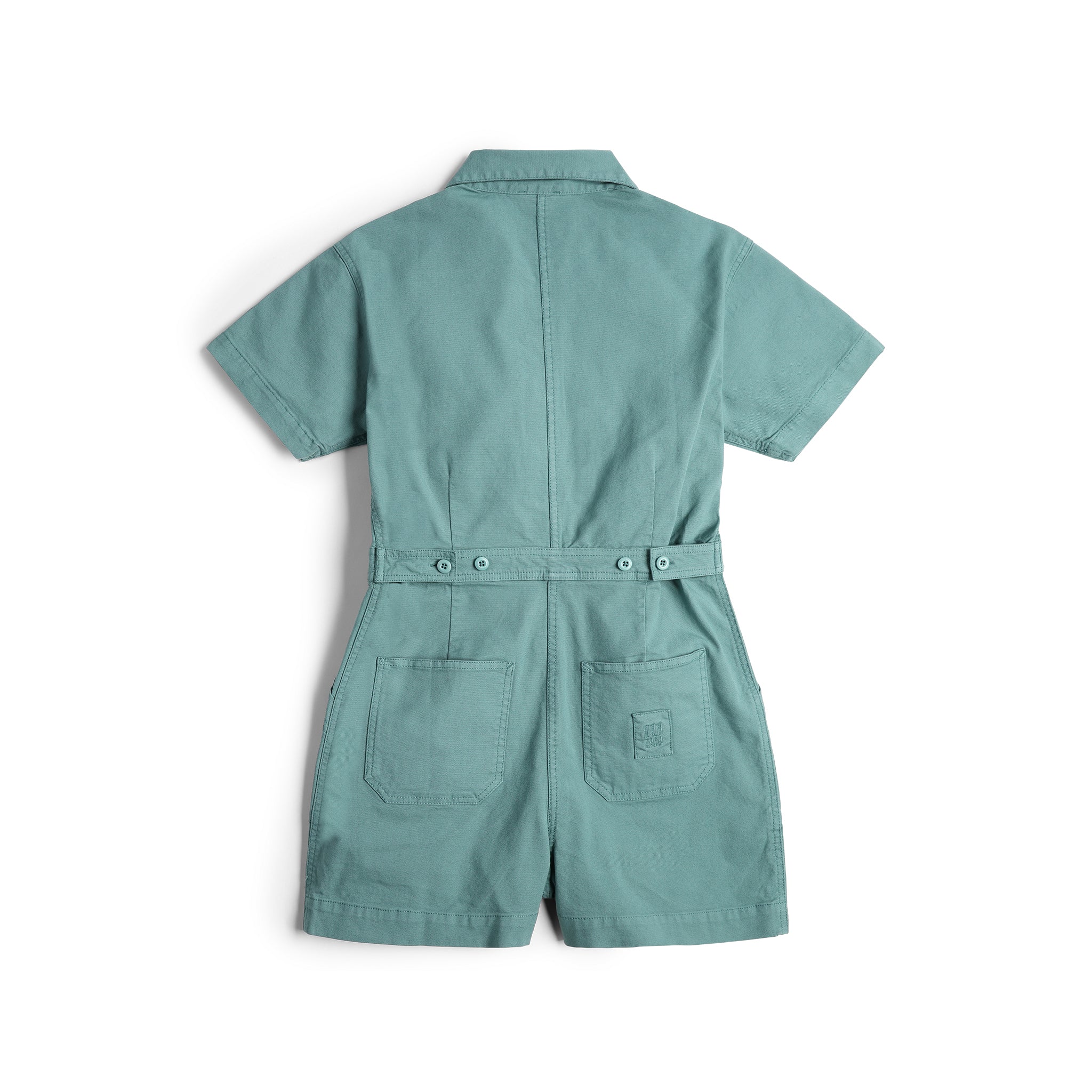 Back View of Topo Designs Dirt Romper - Women's in "Sea Pine"