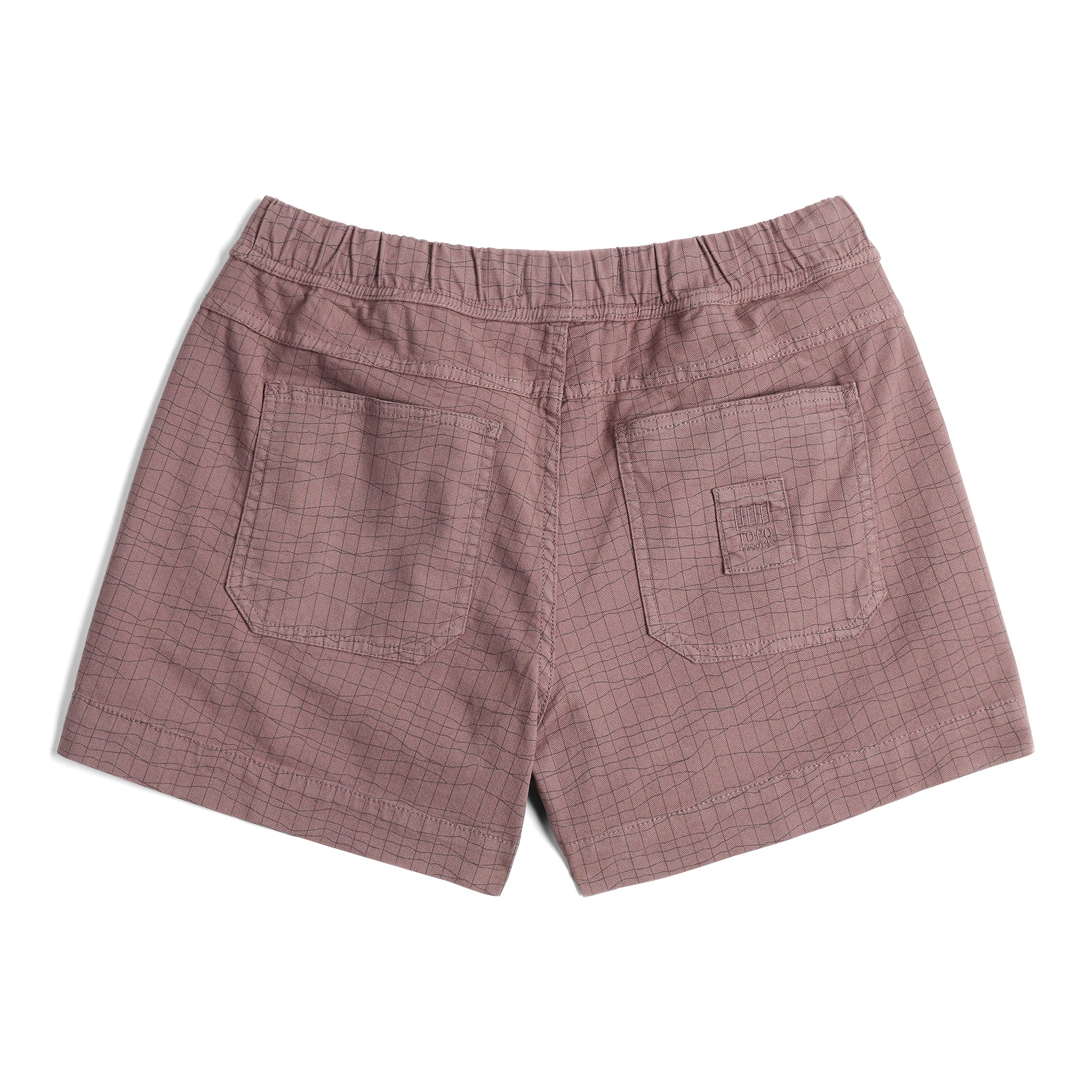 Back View of Topo Designs Dirt Shorts - Women's in "Peppercorn Terrain"