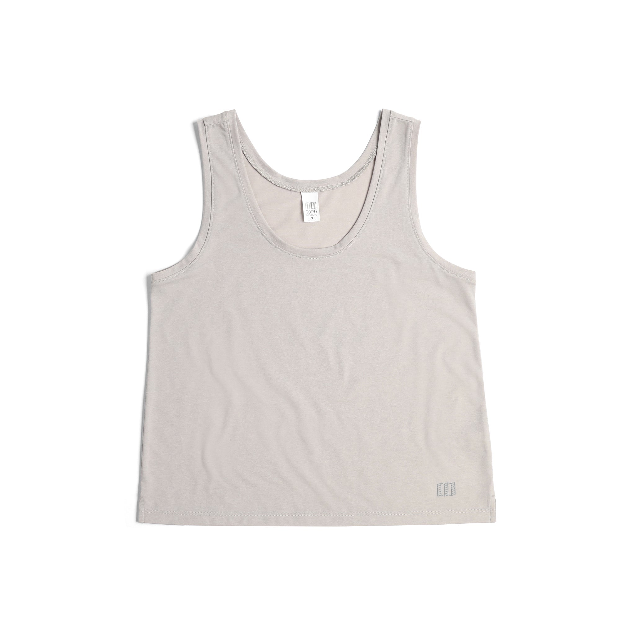 Front View of Topo Designs Global Flip Reverse Tek Tank - Women's in "Light Gray"