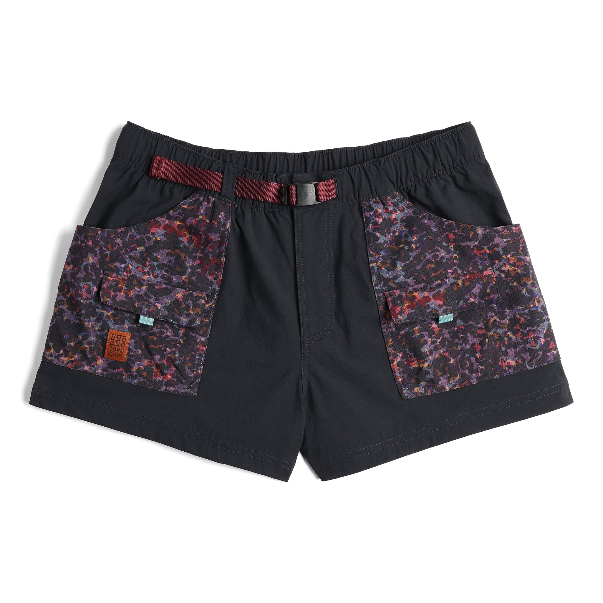 Front View of Topo Designs Retro River Shorts - Women's in "Black / Meteor"