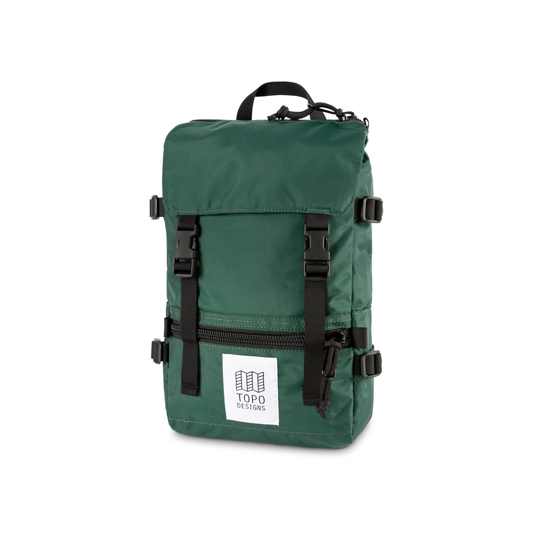 Topo Designs Rover Pack Mini backpack in "Forest" green.