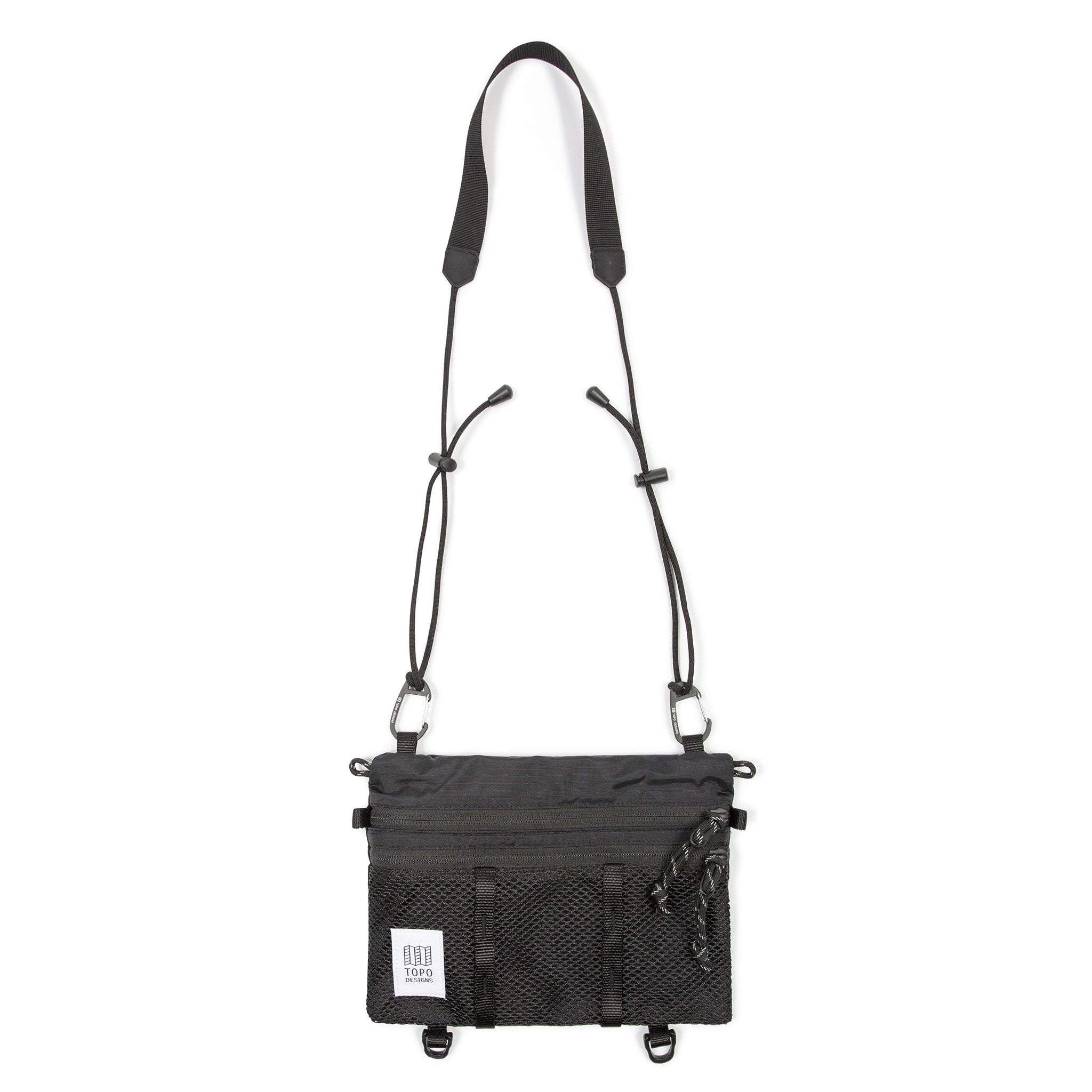 Topo Designs Mountain Accessory crossbody Shoulder Bag in "Black" lightweight recycled nylon.