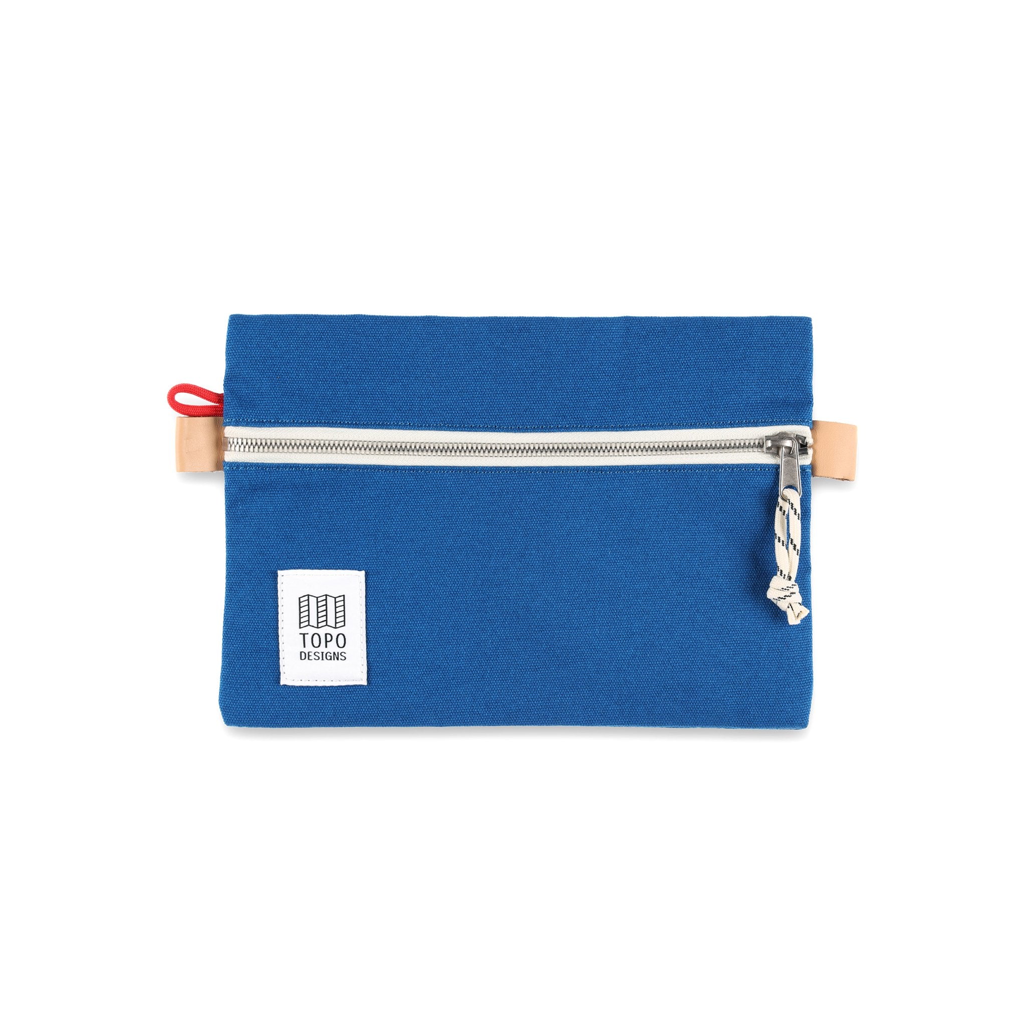 Topo Designs Accessory Bag Medium in blue canvas.