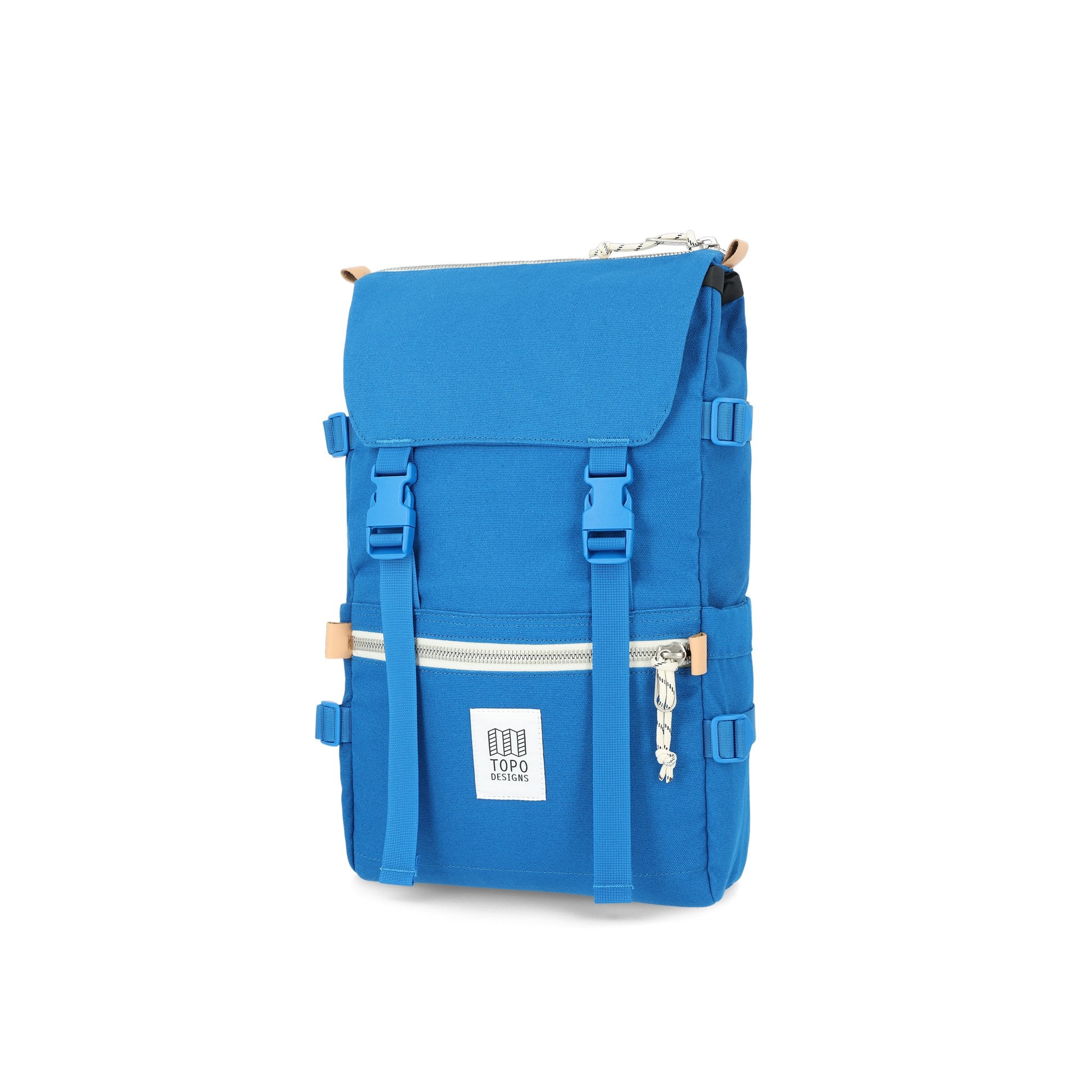 Topo Designs Rover Pack laptop rucksack in blue canvas.