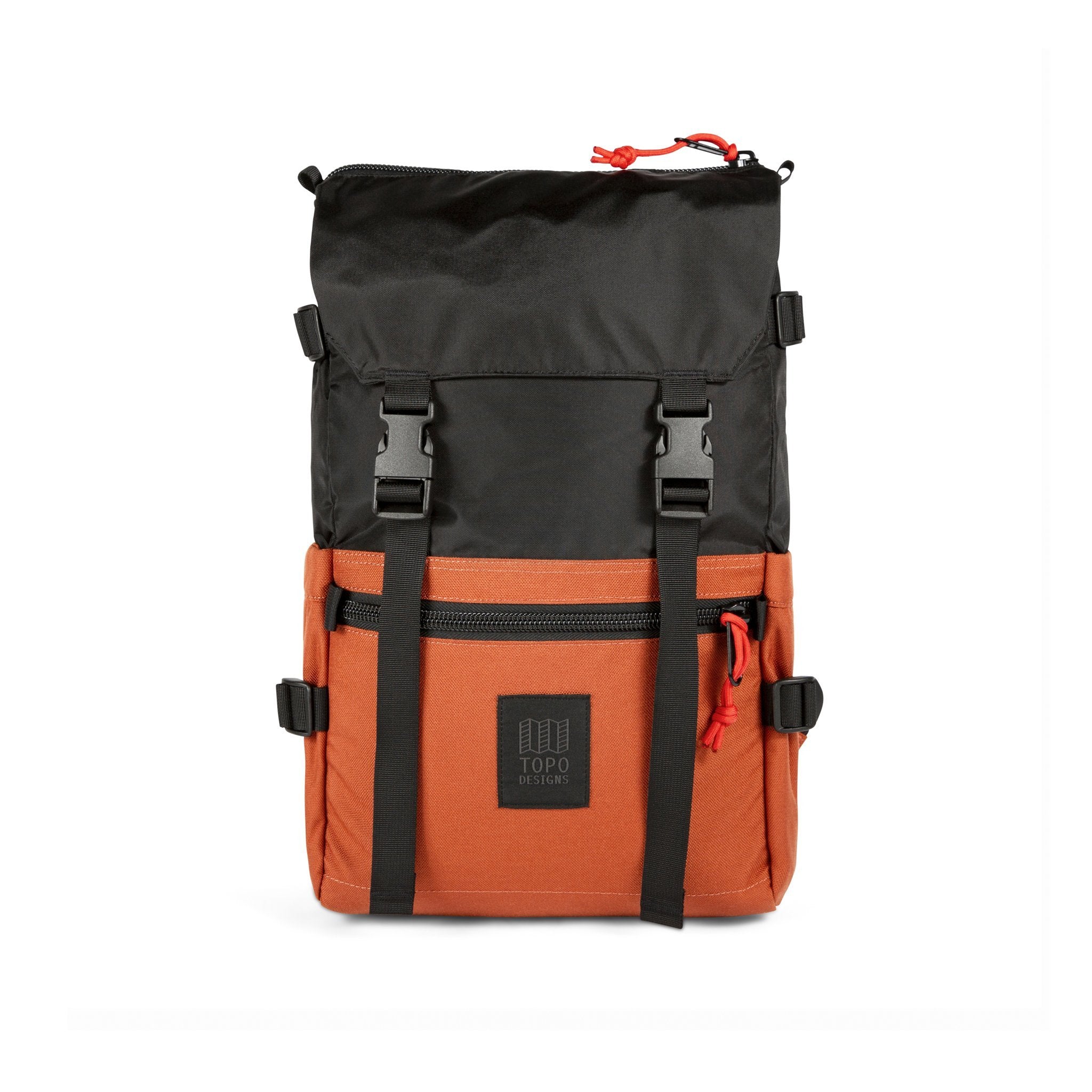 Front Product Shot of the Topo Designs Rover Pack Classic in Black/Clay