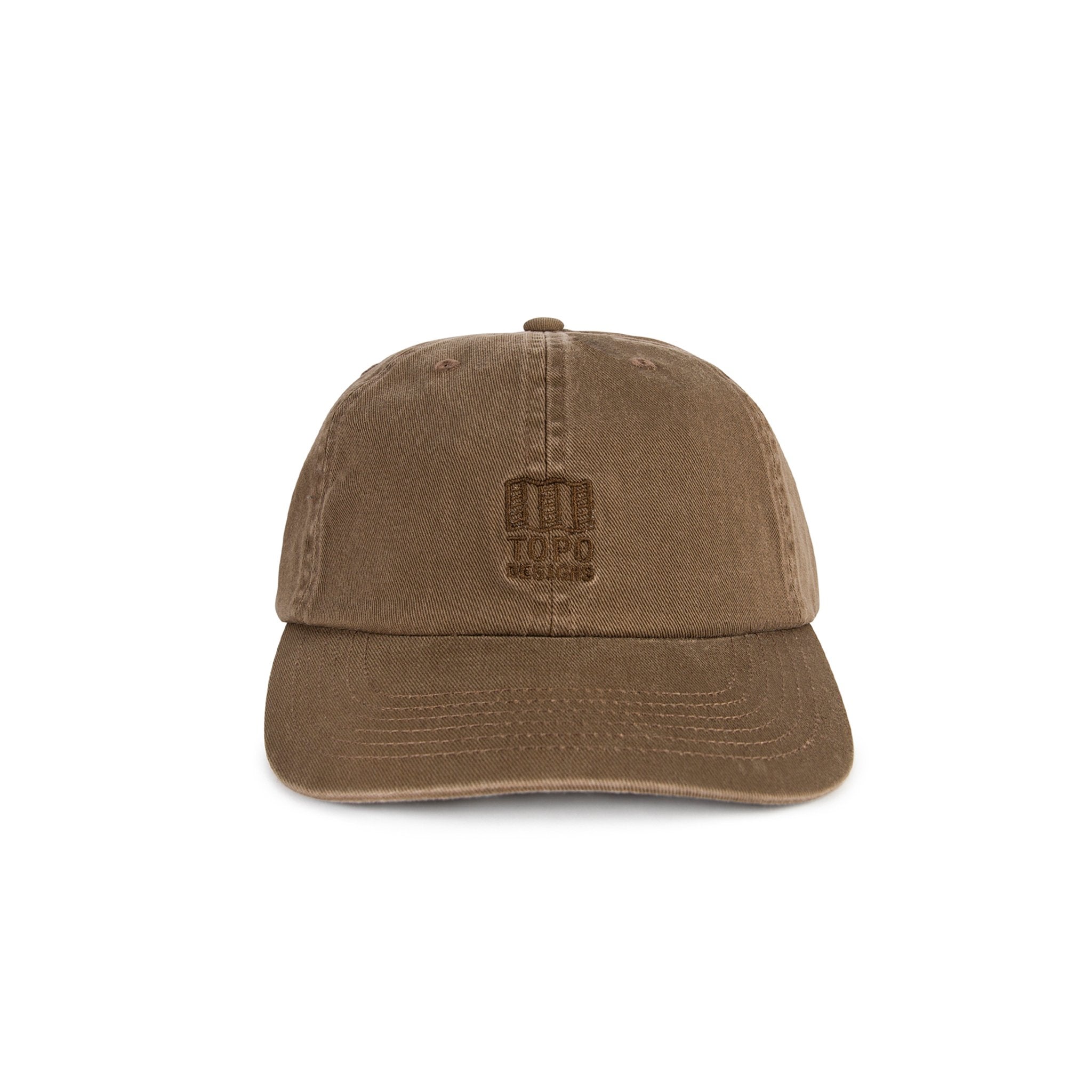 Topo Designs Mountain Ball Cap cotton logo hat in "Dark Khaki" brown.