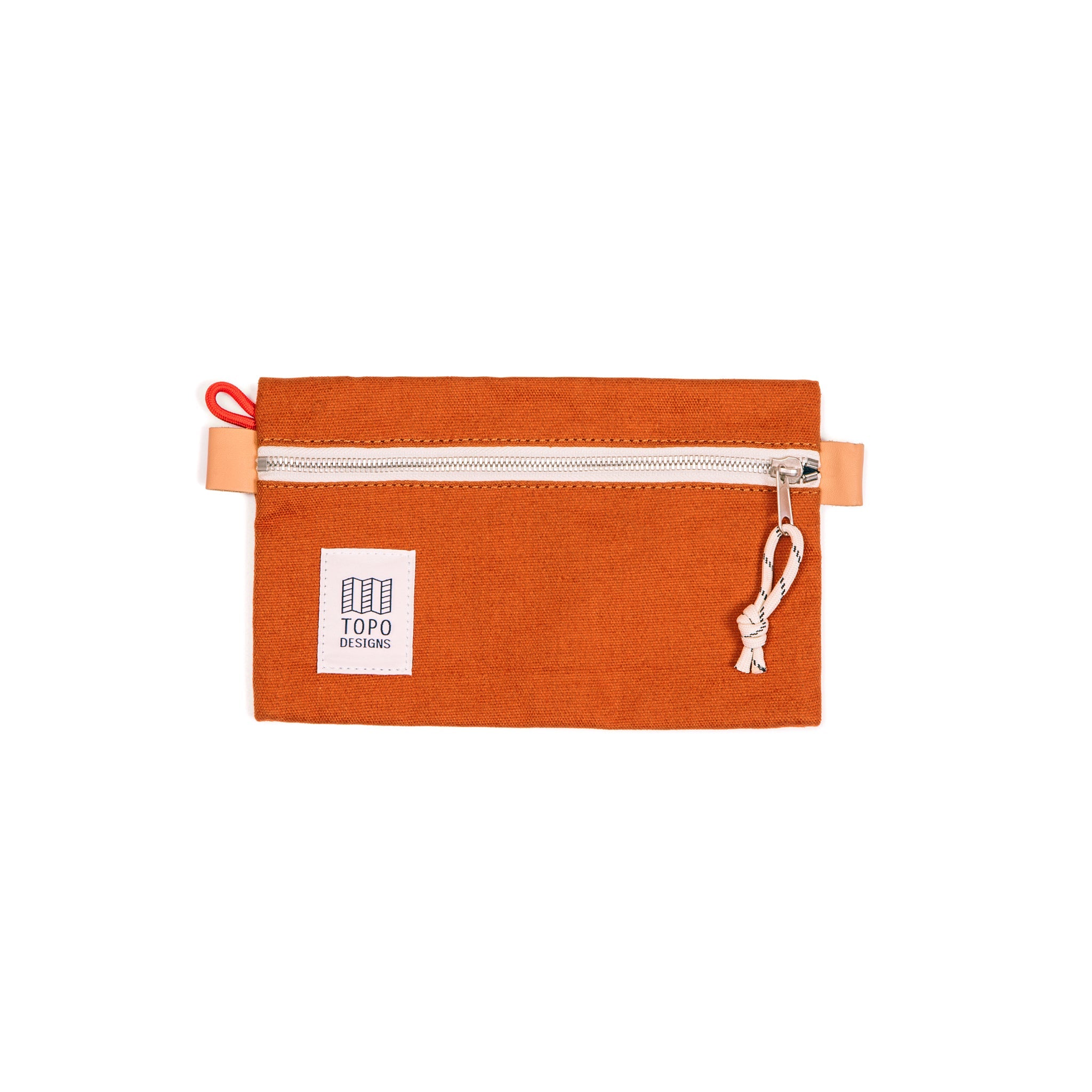 Topo Designs Accessory Bag small in clay orange canvas.