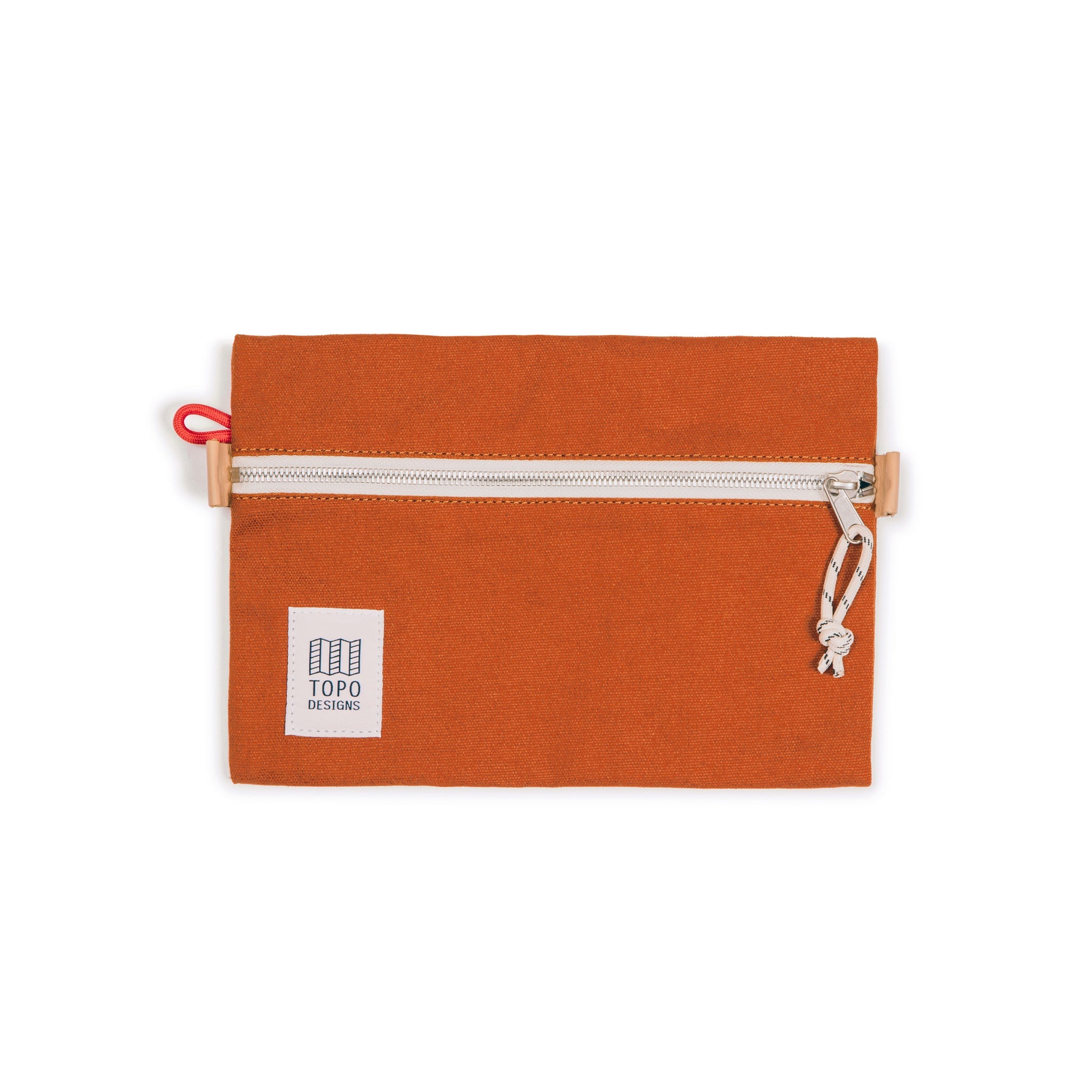 Topo Designs Accessory Bag medium in clay orange canvas.