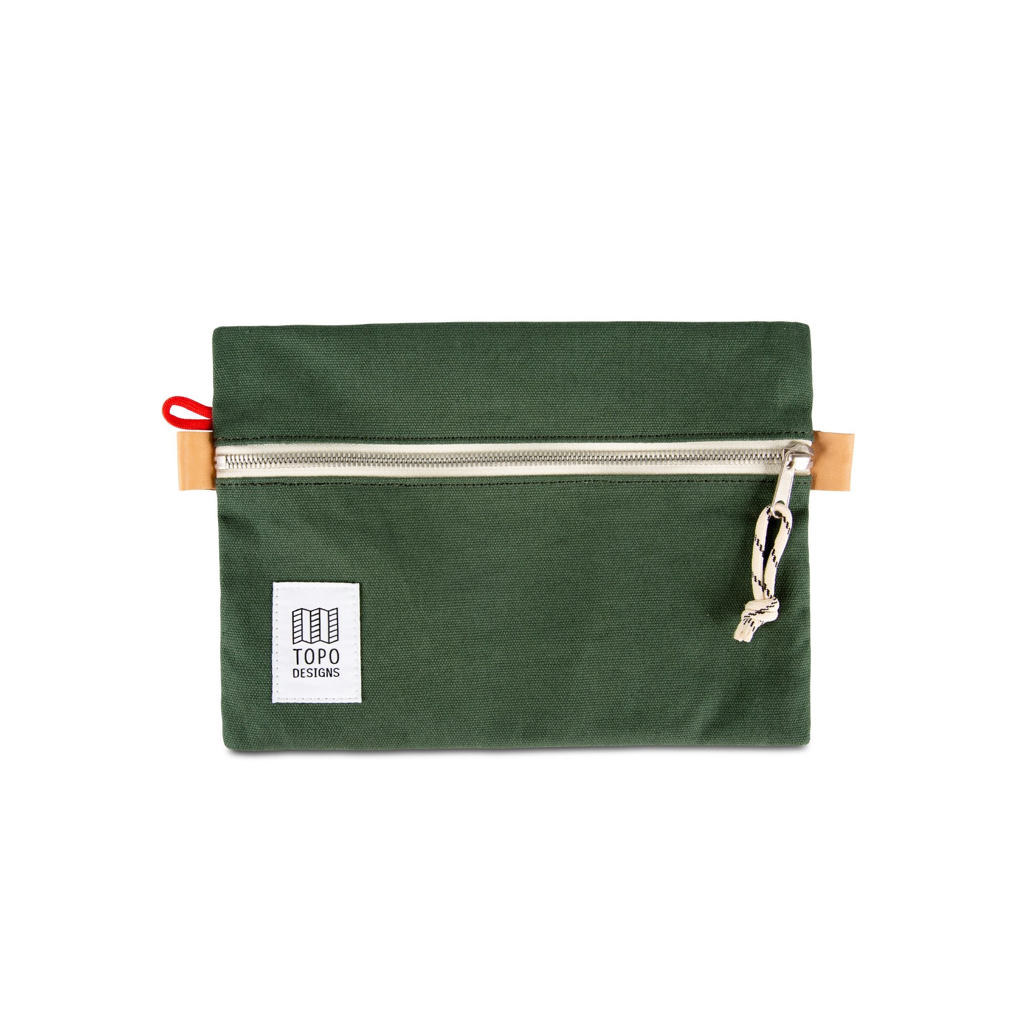 Front product shot of Topo Designs Accessory Bag Medium in Forest green canvas.