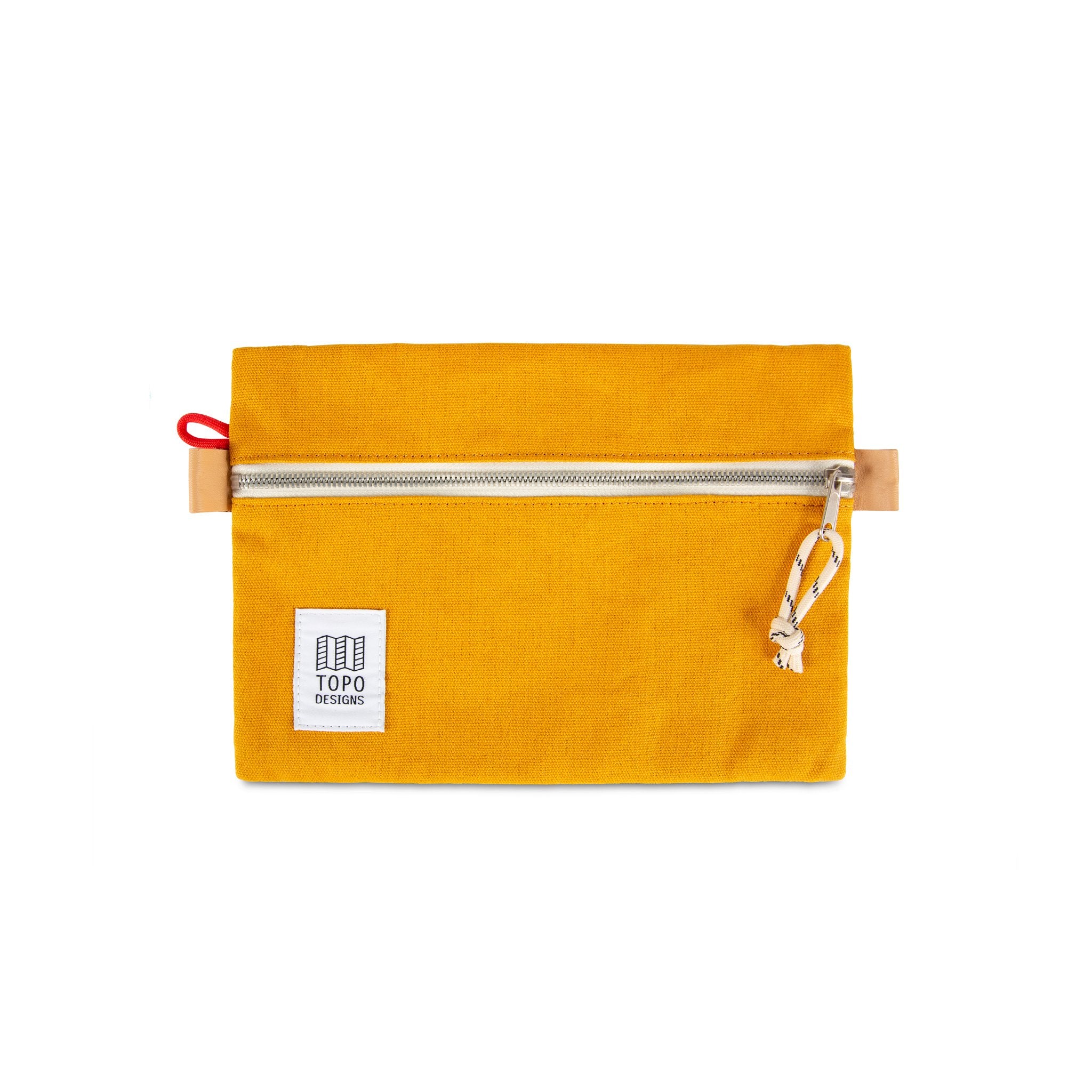 Front product shot of Topo Designs Accessory Bag Medium in Mustard yellow canvas.