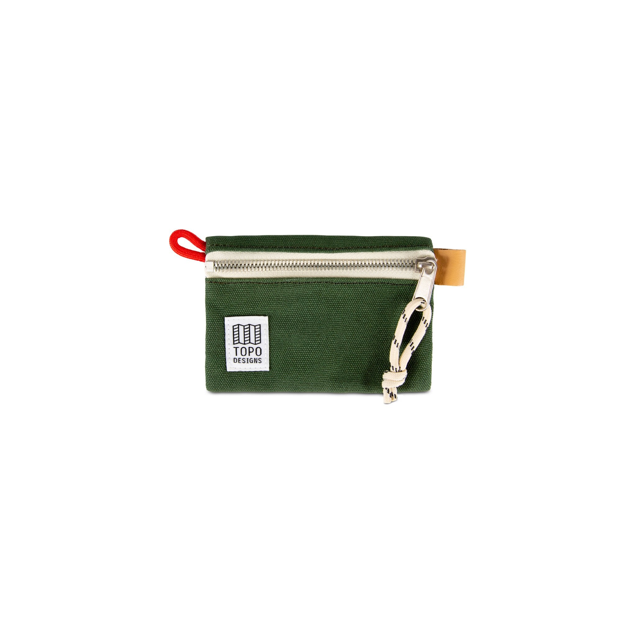 Front product shot of Topo Designs Accessory Bag Micro in Forest green canvas.