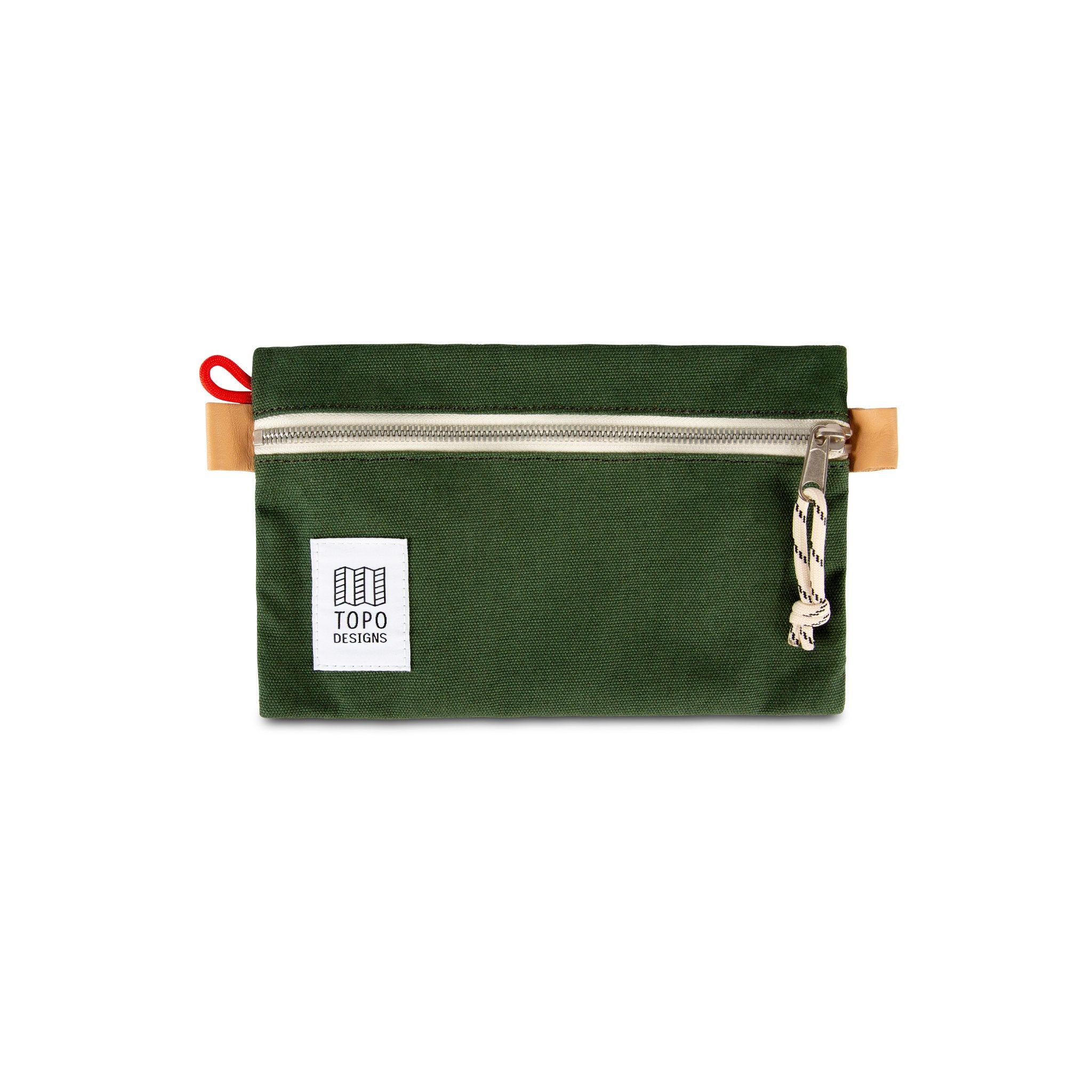 Front product shot of Topo Designs Accessory Bag Small in Forest green canvas.