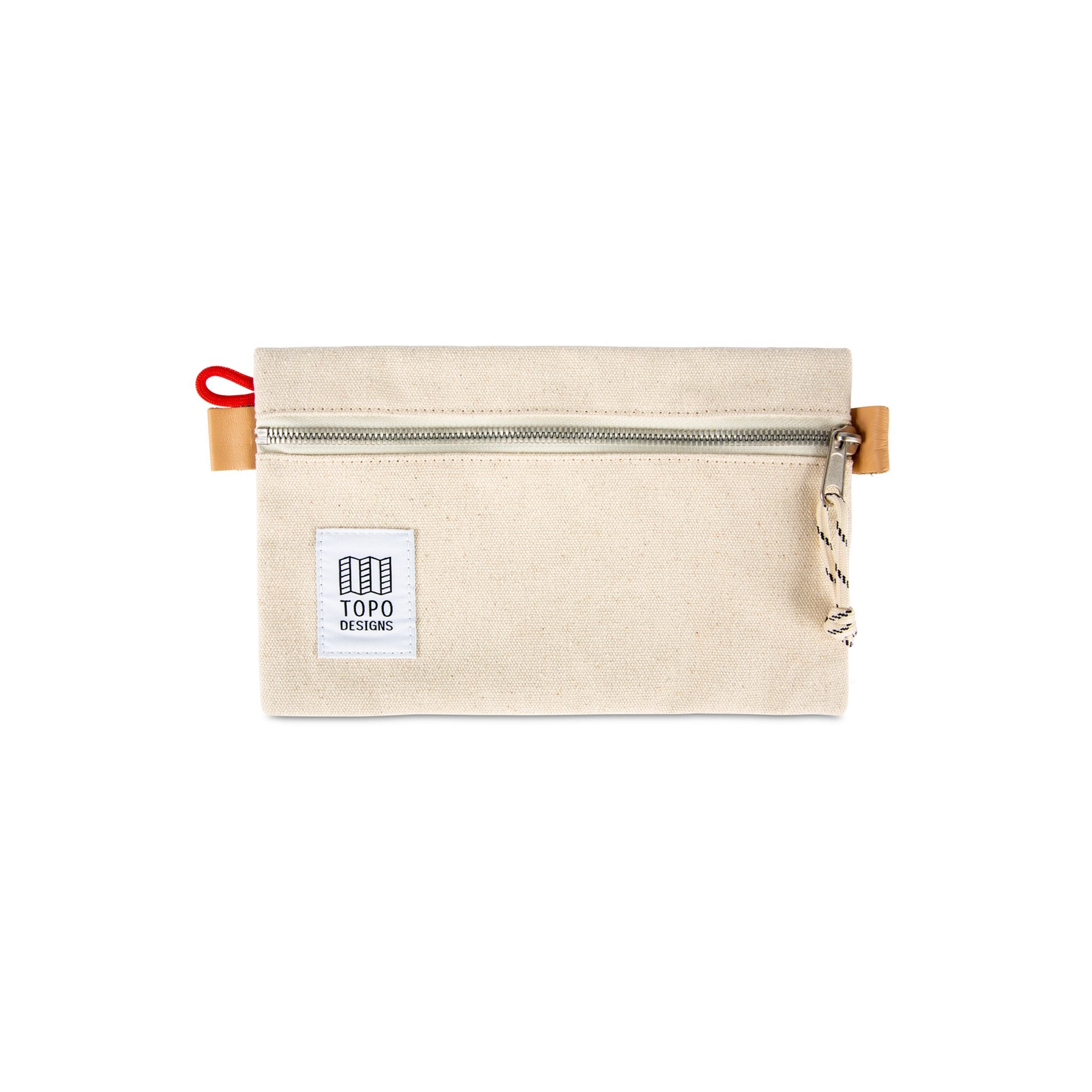 Front product shot of Topo Designs Accessory Bag Small in Natural white canvas.